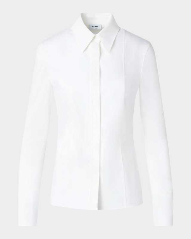 Mixed-Media Button-Down Blouse